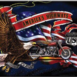 Motorcycle "AMERICA'S HIGHWAYS" 16" wide Tempered Glass Cutting Board 784-A